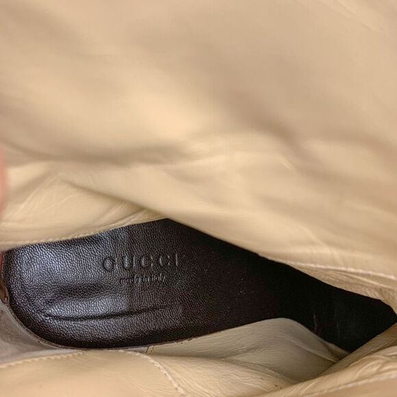Gucci Monogram Double G Logo Canvas Calf Booties US 8 Brown Beige Supreme Heels - Picture 10 of 12